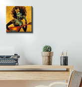 Harmonies Bring Peace canvas art in a living room setting.